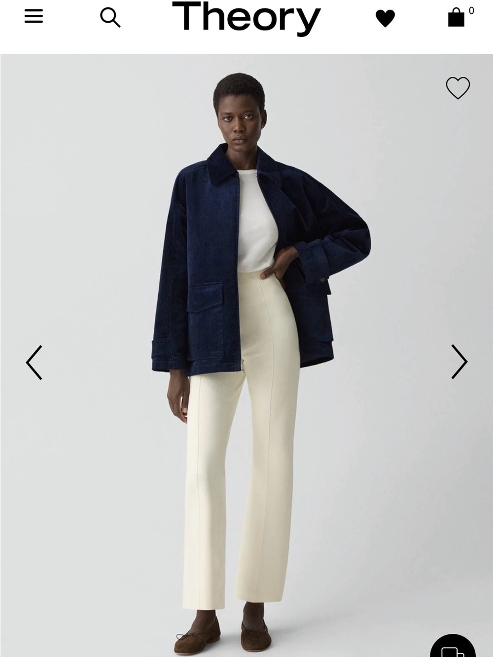 Theory Ivory Kick Pant in Compact Crepe